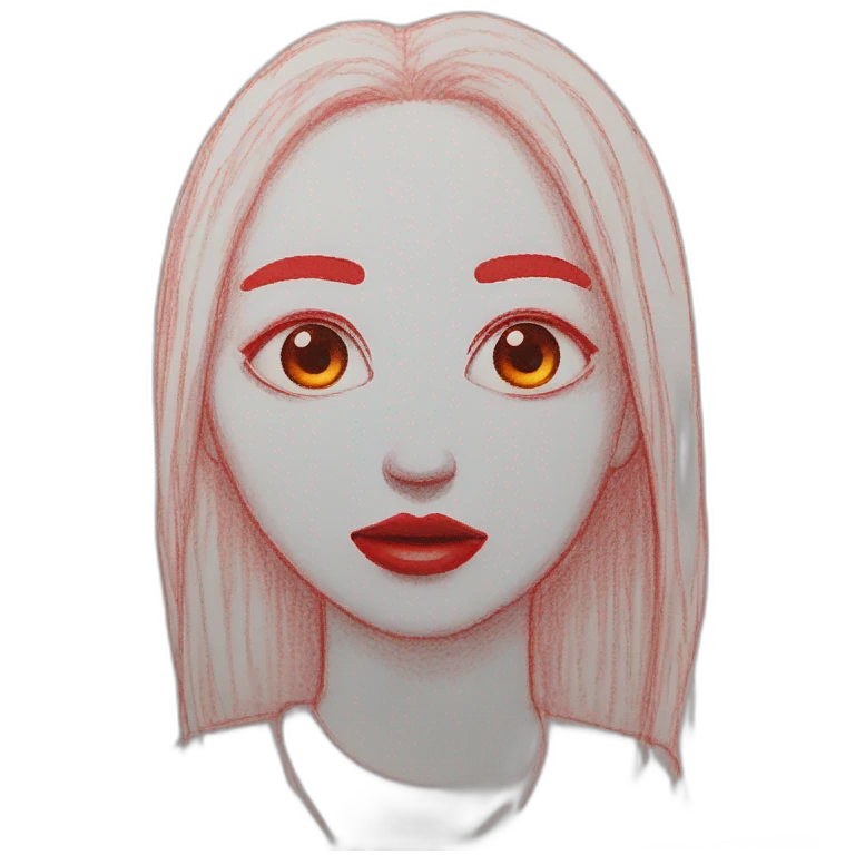 Drawing sketch on paper red crayon emoji