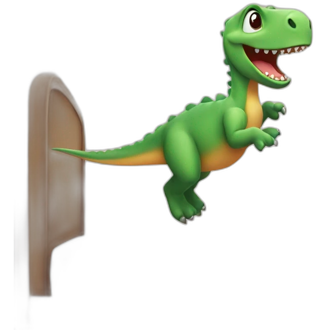 Cute dino jumping on the bed emoji