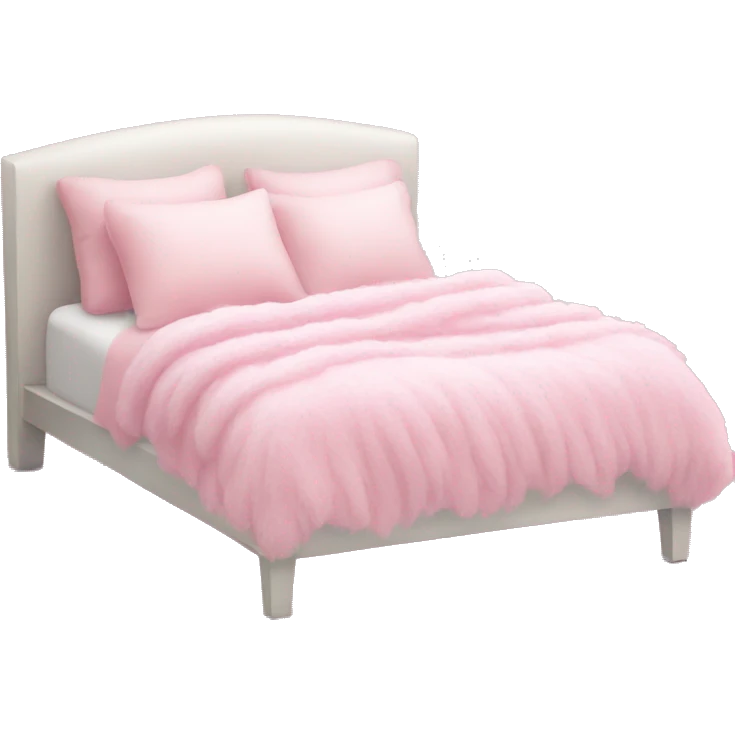 White bed with pink fluffy blanket and pink pillows  emoji