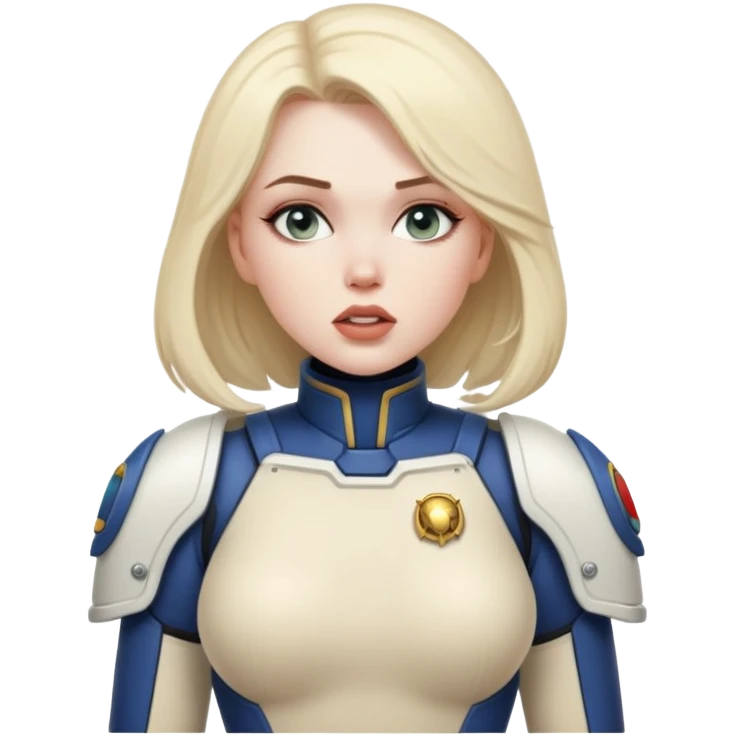 woman space marine in bodysuit whispering emoji