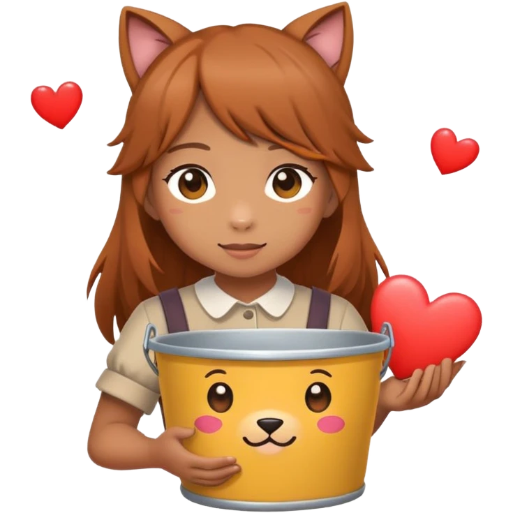 Raphtalia handing a bucket of heart emojis  emoji