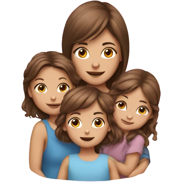 Brown hair girl with boy and baby girl  emoji