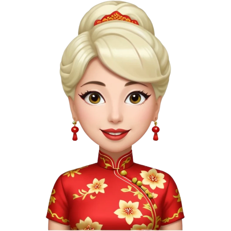 Lady Gaga, wearing cheongsam emoji