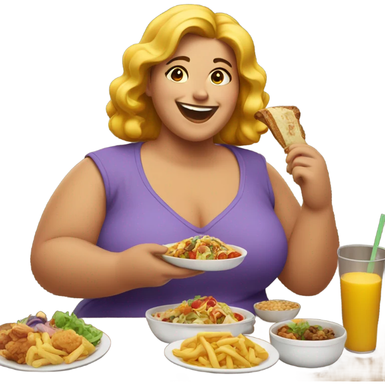 Fat woman eating emoji