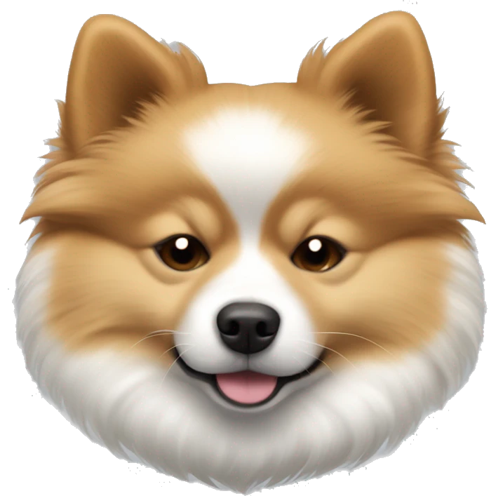 sleeping pomeranian-spitz mix light brown and white with gray ears emoji