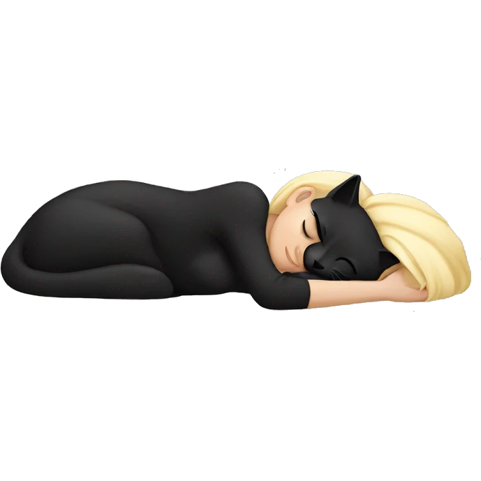 White girl blonde hair sleeping with black kitty emoji