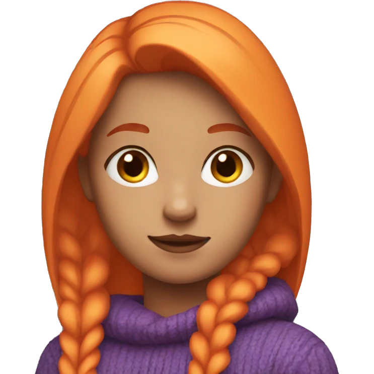 Girl with straight orange hair and a purple sweater emoji