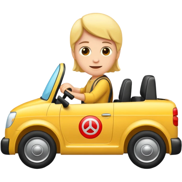 Crea un emoji con fondo transparente en PNG de una persona manejando un vehículo emoji