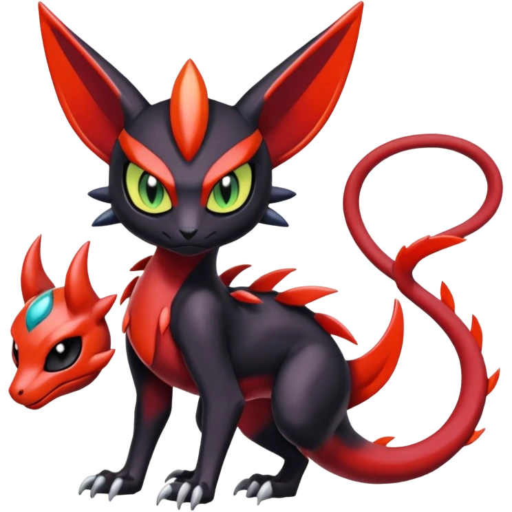 Colorful Shiny Glossy Smooth Cool Badass  Meloetta-Litten-Noivern-Salandit-Guilmon-Darkrai-Pokémon-Fakémon-fusion-hybrid-creature emoji