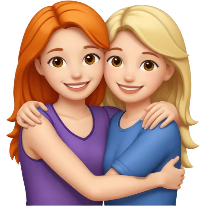 Two female friends hugging emoji