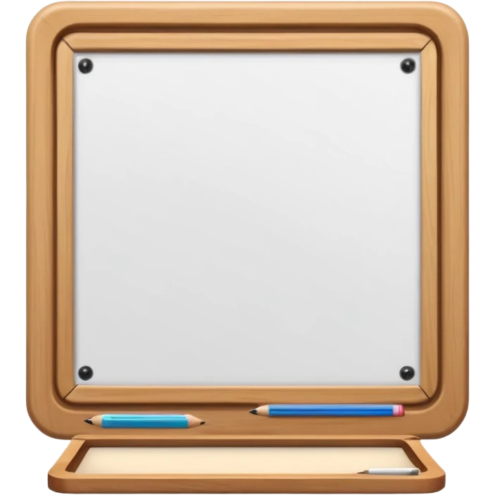 drawing board with classic wooden frame，in front side emoji