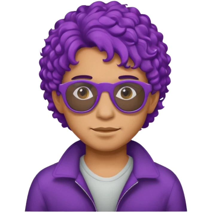 purple haired, curly haired mexican boy with sunglassess emoji