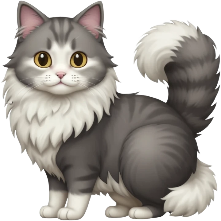 full body half dark grey and half white cat emoji