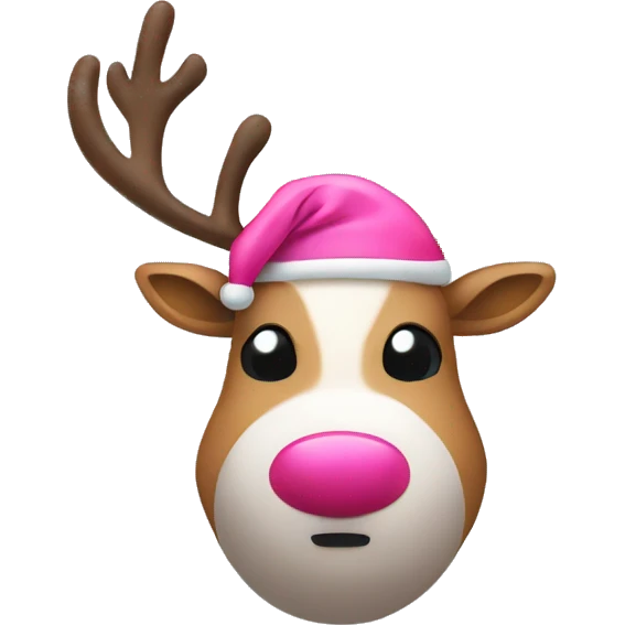 Reindeer wearing a pink Santa hat emoji