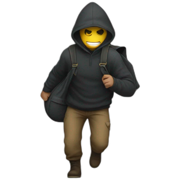 emoji of a thief carrying a bag of money on his back emoji