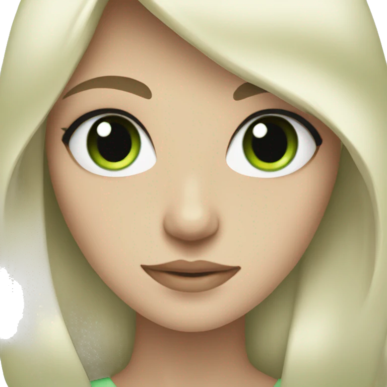 Strong pale girl with black hair and green eyes emoji