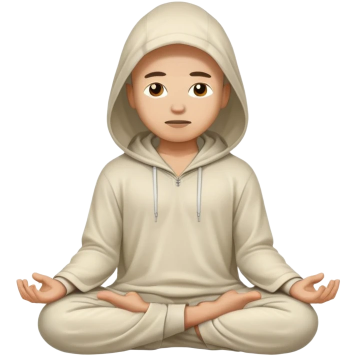 Person meditating wearing light colored hood emoji