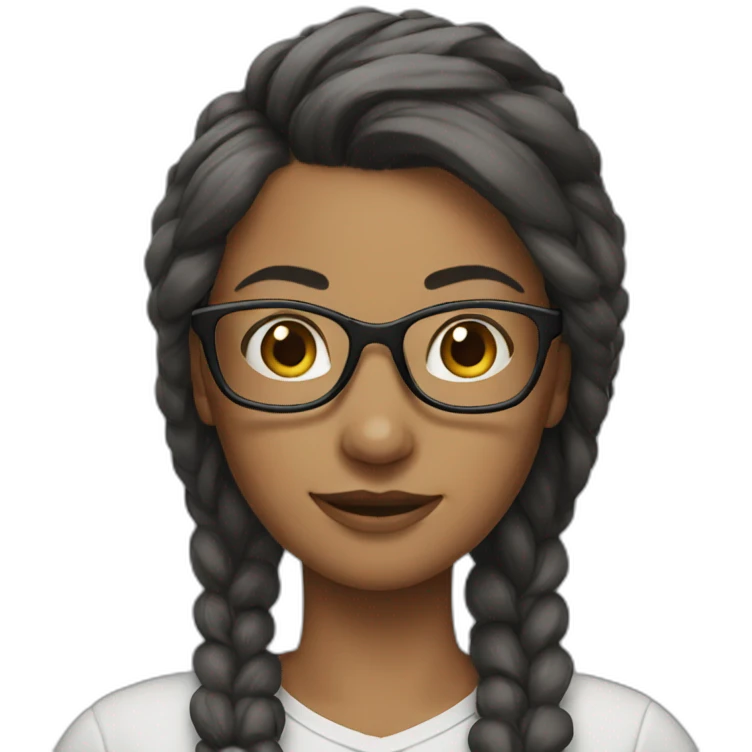 Woman with glasses ponytail emoji