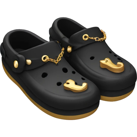 Black crocs with gold charms  emoji
