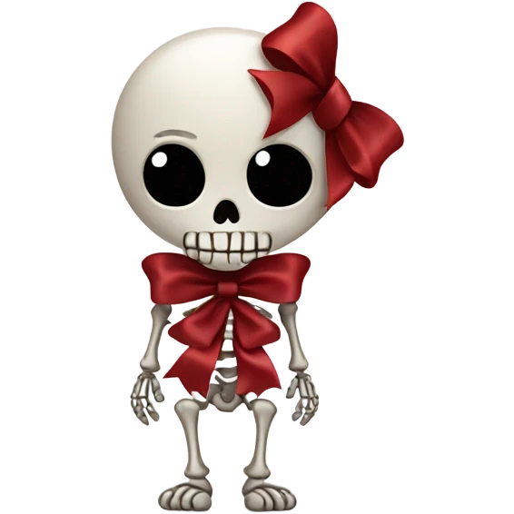 Cute skeleton w dark red bow on head emoji