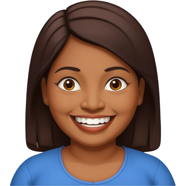 40 yr old chubby sri lankan woman, dark skin, straight brown hair, big smile, white teeth emoji