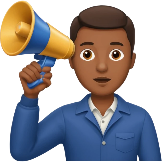 megaphone with male hand, collage style emoji