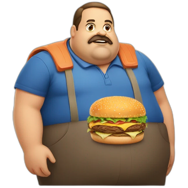 Big Fat man Portuguese with burger emoji