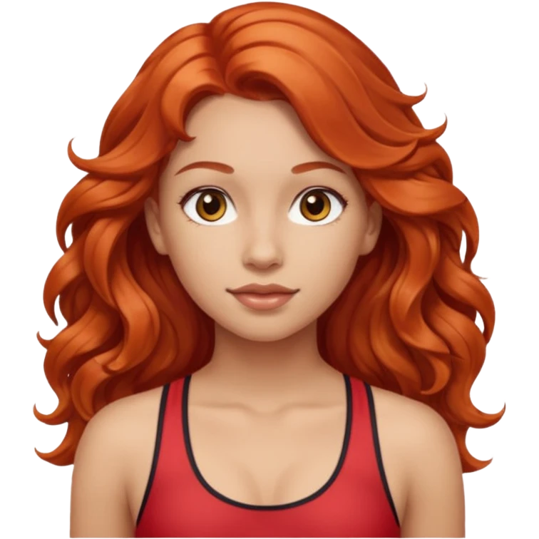 Athletic girl with long light red wavy hair and smaller boobs emoji