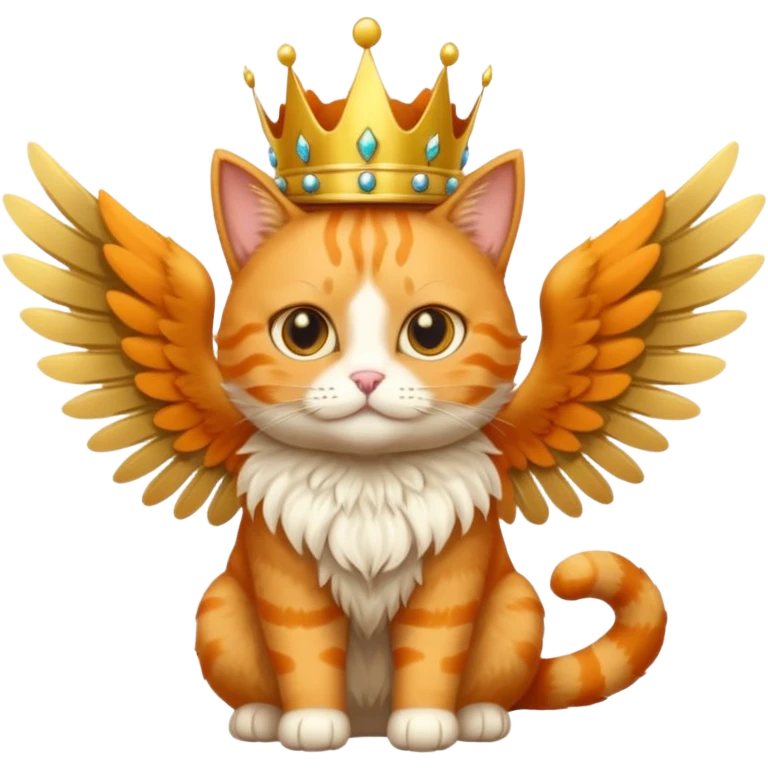An orange cat with wings wearing a crown  emoji