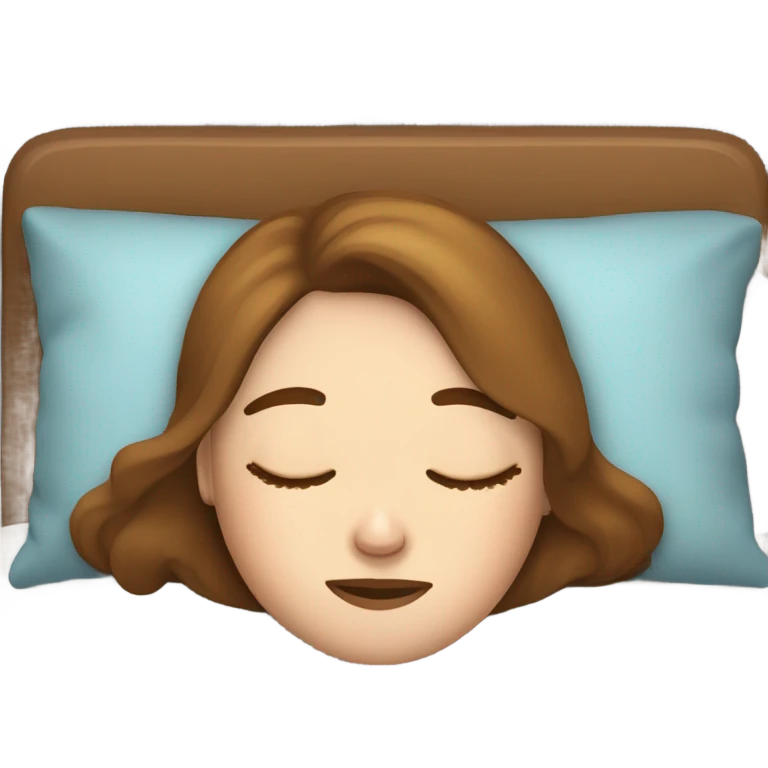 White girl with frekles Brown not curly hair sleeping peacfully on a pillow  emoji