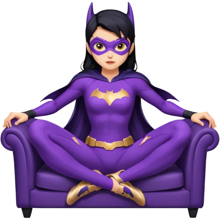 Hot full size real-appearance racing action Darkness BatGirl’s midnight-purple tight outfit sixty’s tv show 1992 stealth retro cat burglar sporty petite off-road pursuit mobile cruiser car rose gold accents (black hair,reclined and relaxed seating position and attitude) emoji