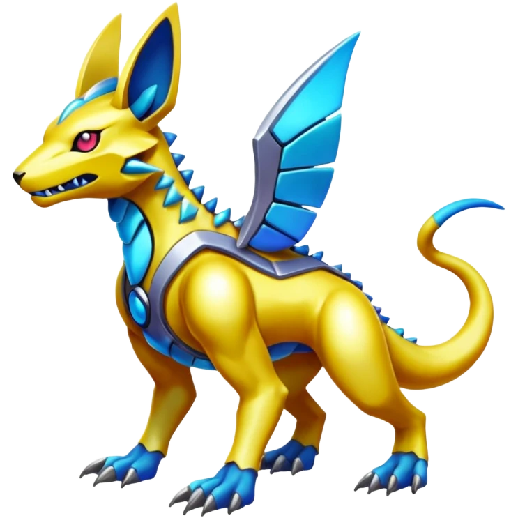  exotic colorful Protogen-Fakémon-Pokémon-Spectrobes-Digimon-Vernid-creature (full body) emoji