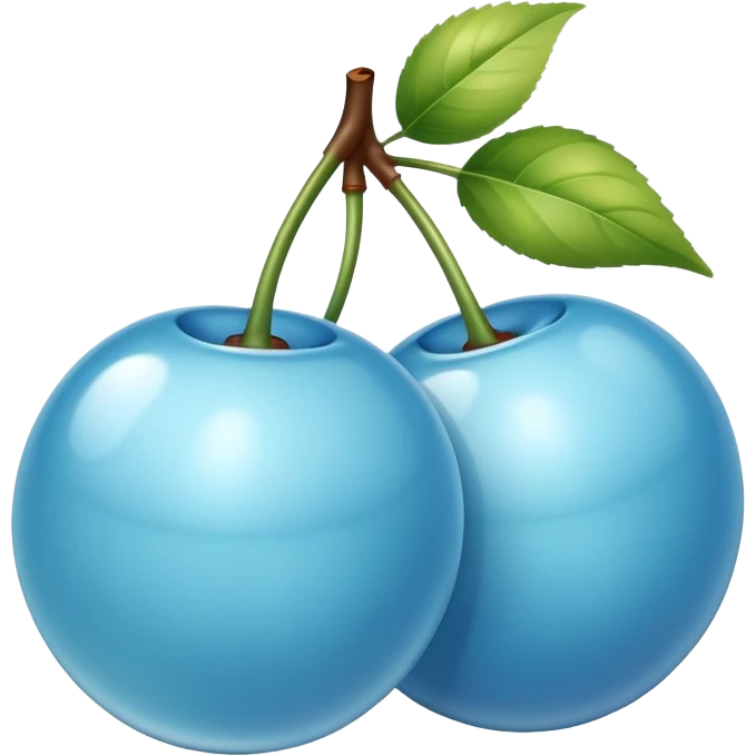 Shiny light blue cherries emoji