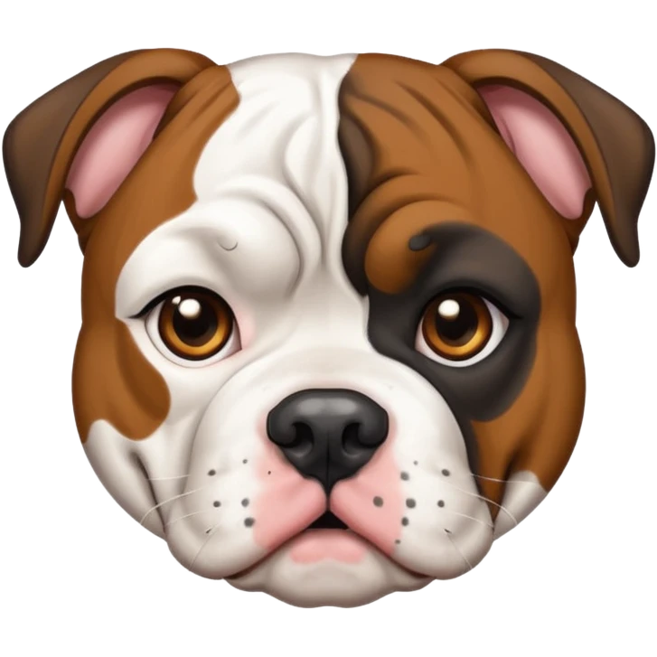 American Bulldog with brindle patches on both eyes  emoji