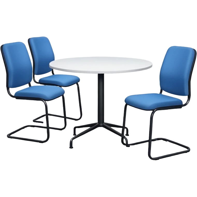 table and three office blue chairs emoji