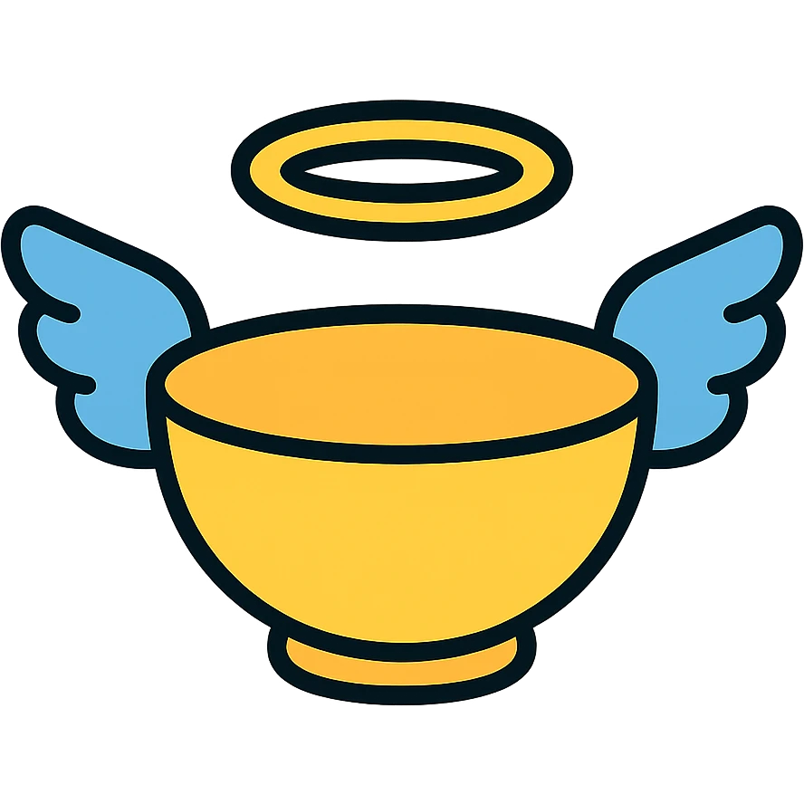 simple bowl with halo and wings emoji
