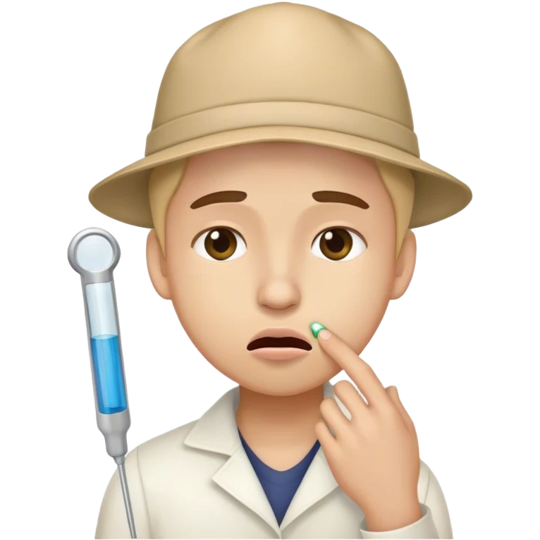 Cara de náuseas con sombrero y termómetro  emoji
