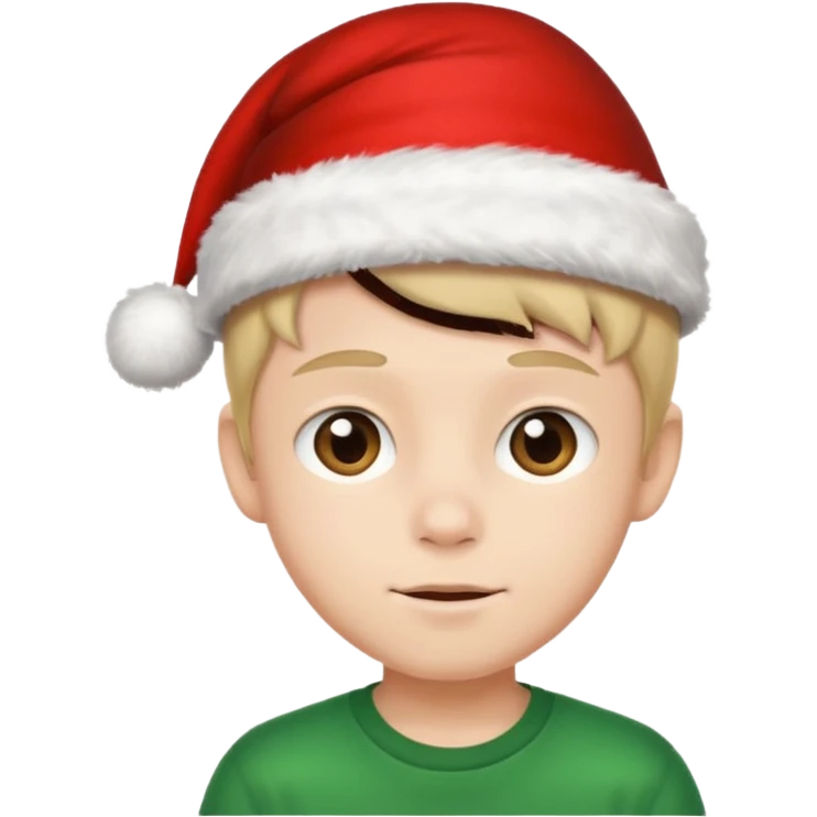 Christmas hat on a cute boy head emoji