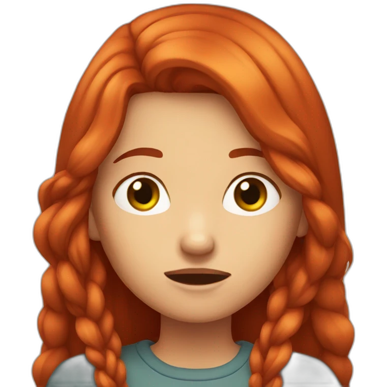 Long Redhair girl cry emoji