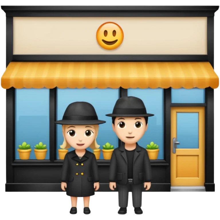  two characters + shop building. No emoji emoji