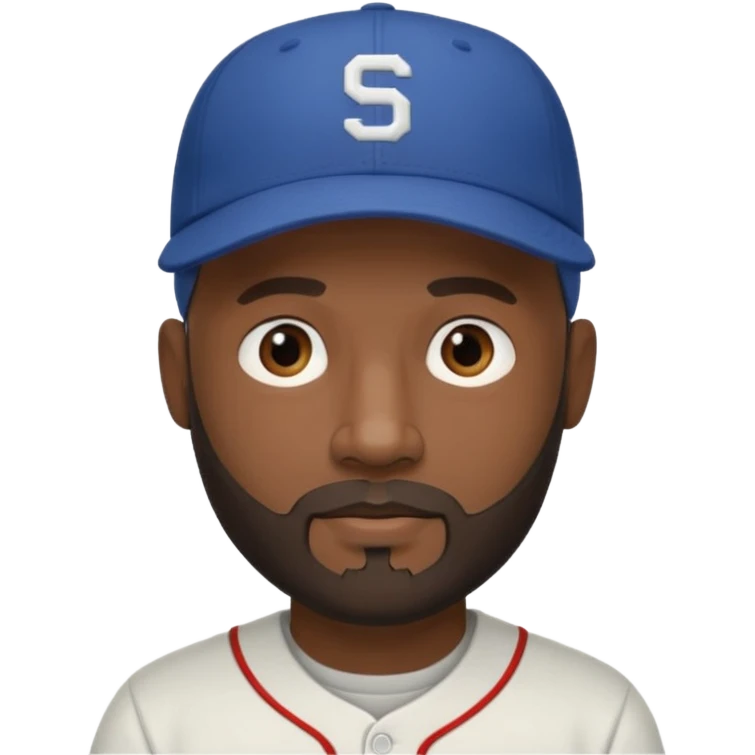 Man with bald head and beard and slightly dark skin wearing a baseball cap emoji