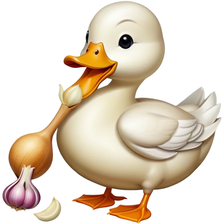 Duck eating garlic emoji