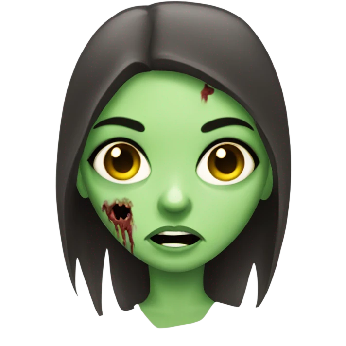 Brunette zombie girl in horror zombie green  emoji