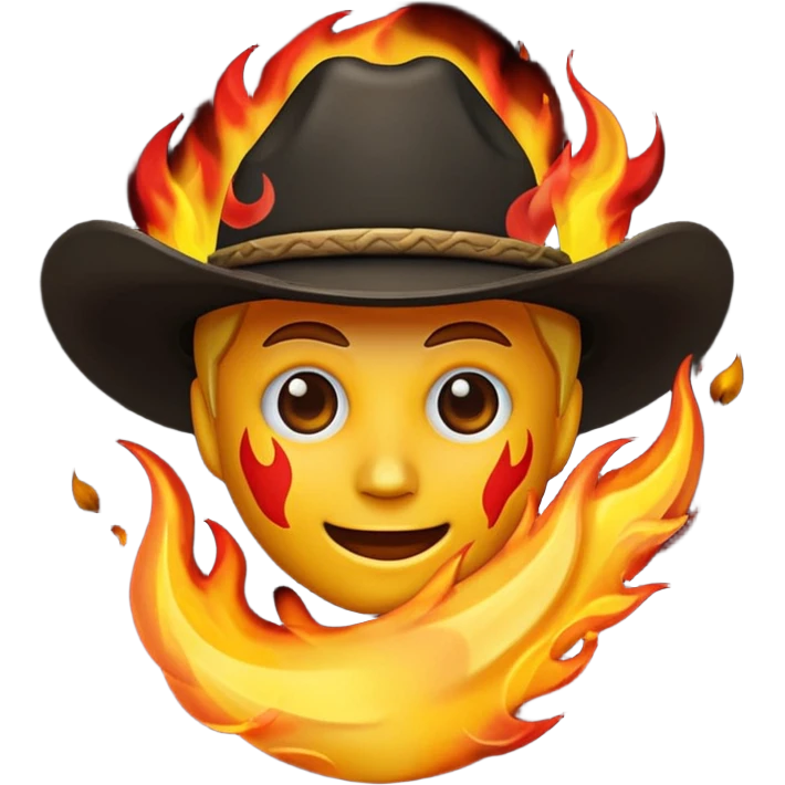 Cowboy emoji on fire emoji