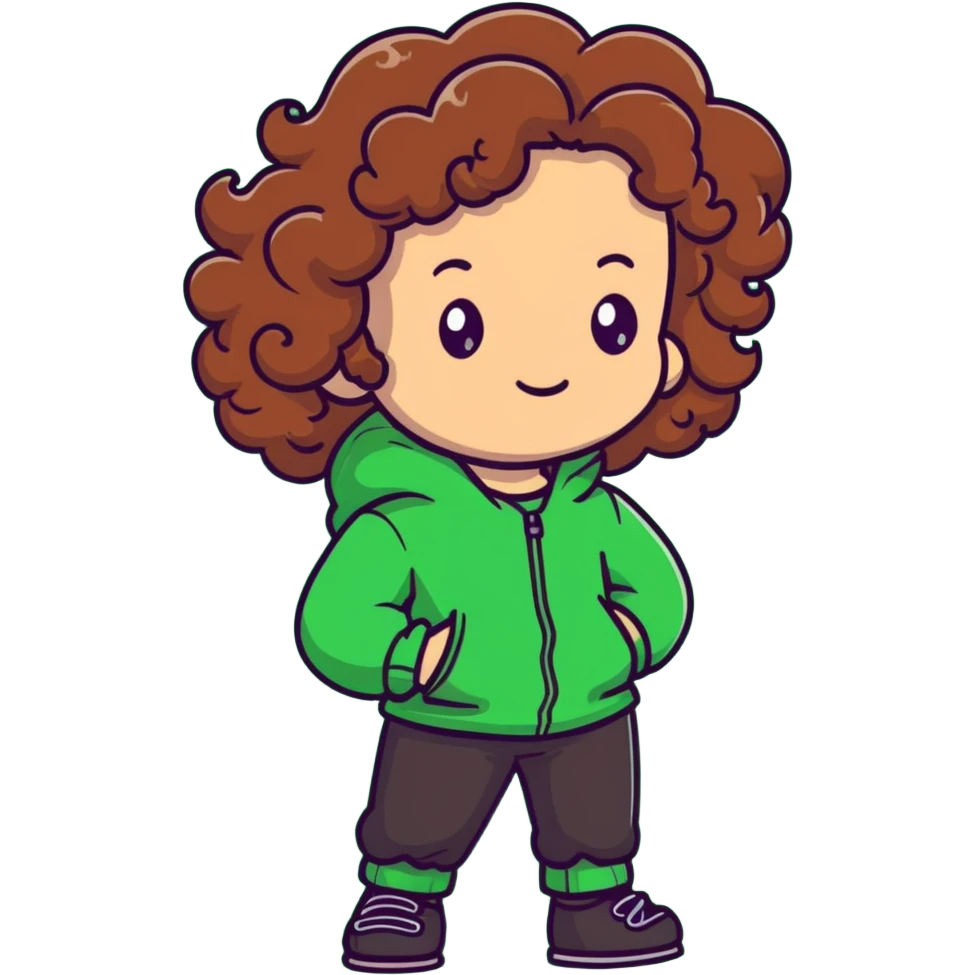 cartoon character with long brown curly hair in a green outfit emoji