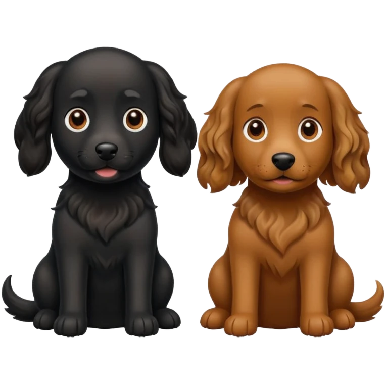 two dogs with wavy hair, one black and one brown emoji
