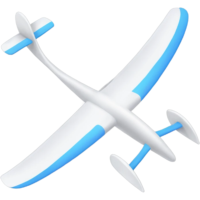 Glider with long thin wings, no wheels and a t-tail emoji