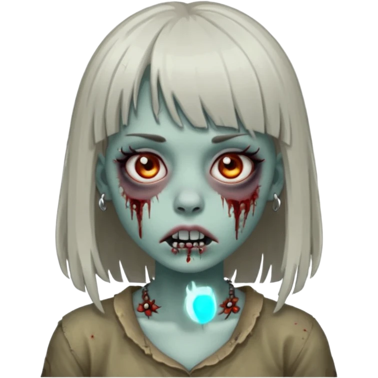 🧟‍♀️ faça igual esse emoji que coloquei só que com franja e piercing dos dois lado do nariz e no septo  emoji
