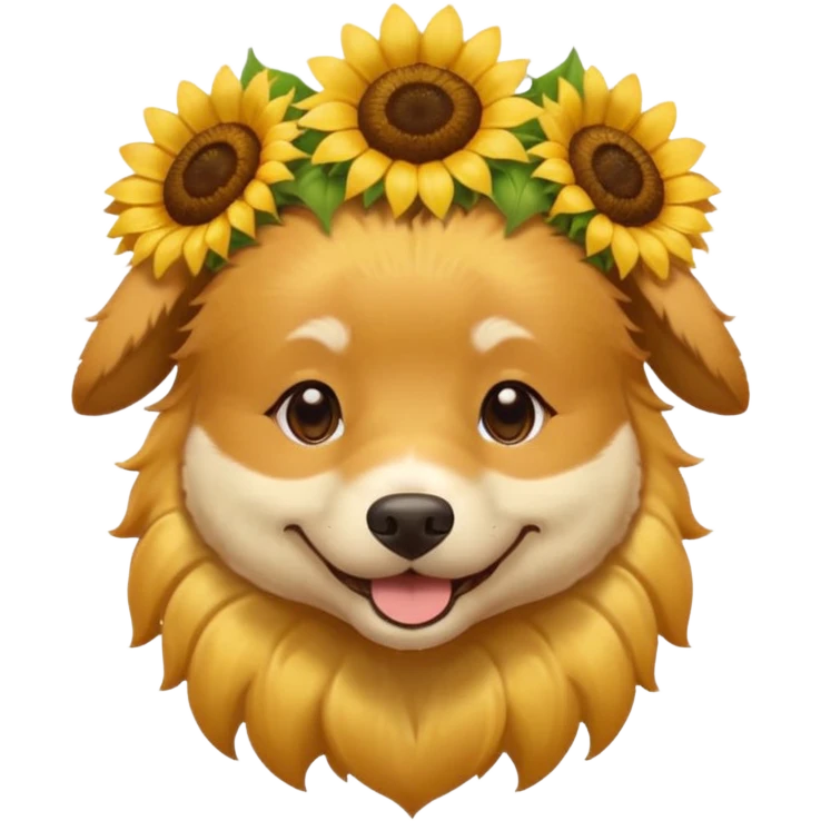 dog sitting with sunflower crown emoji
