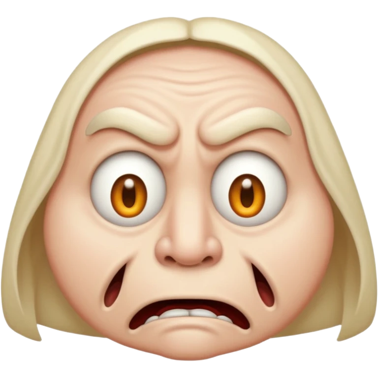 Angry face with droopy eyes and buckteeth showing emoji